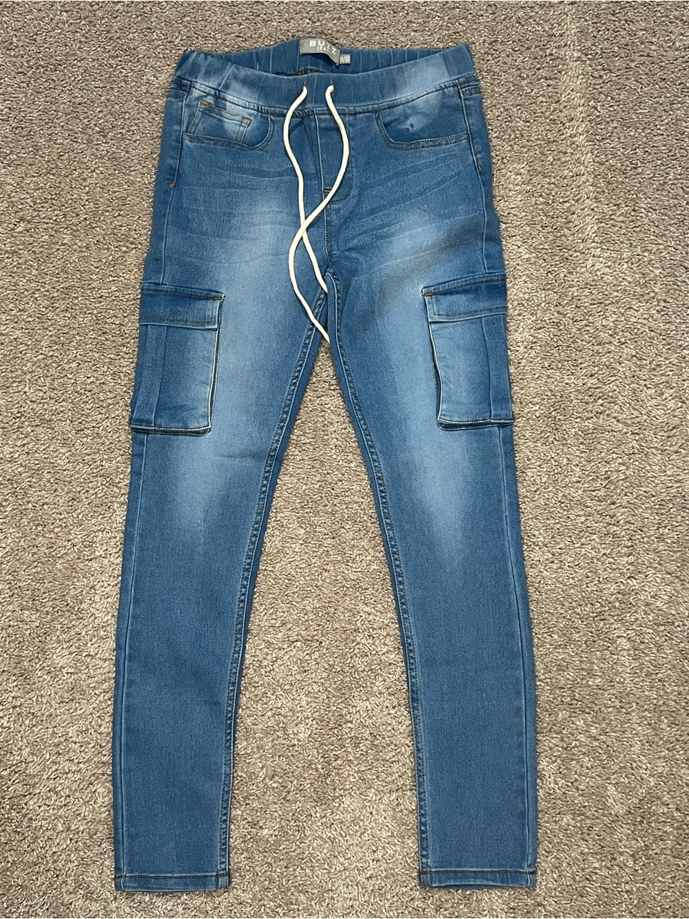 NWOT Denim Blue Cargo Jogger Jeans
